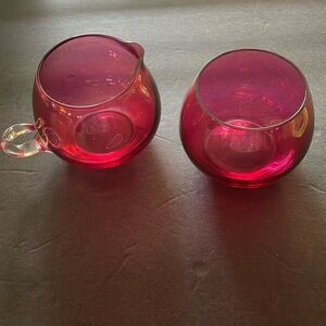 Gorgeous Pilgrim Cranberry Glass Cream & Sugar Set VINTAGE